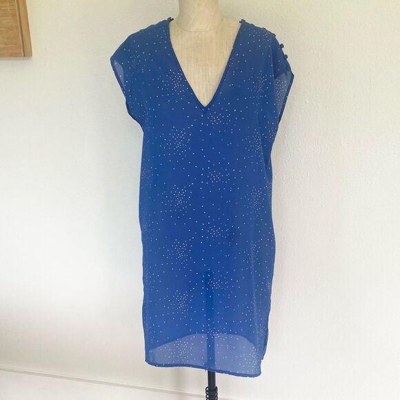 Lux Blue With Colorful Confetti Speckles Party Dress Size XS Runs Big! - Picture 1 of 4